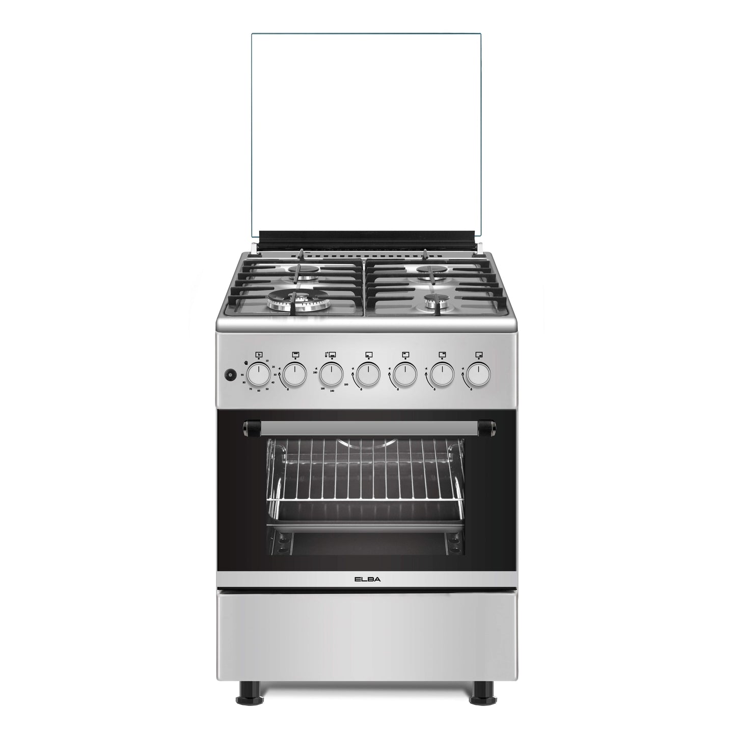 Elba Essential 60cm 4 Burner Gas Stove With Gas Oven - Stainless Steel