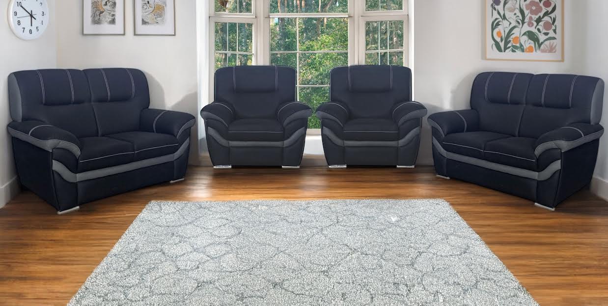 Milano 4 Piece Lounge Suite Black & Grey