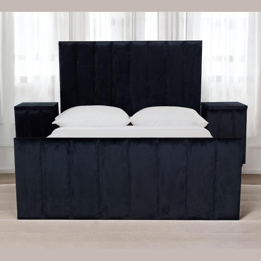 Classic B Sleigh Bed with Pedestals Black