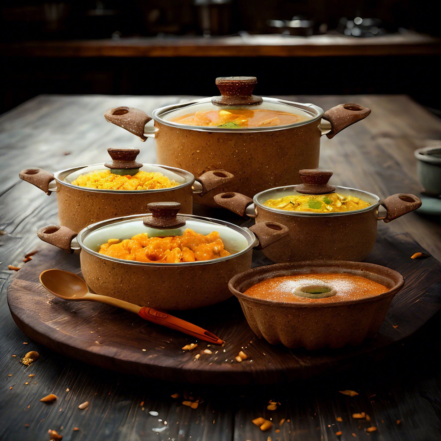 10 Piece Leydi Turkish Granite Pot Set Brown