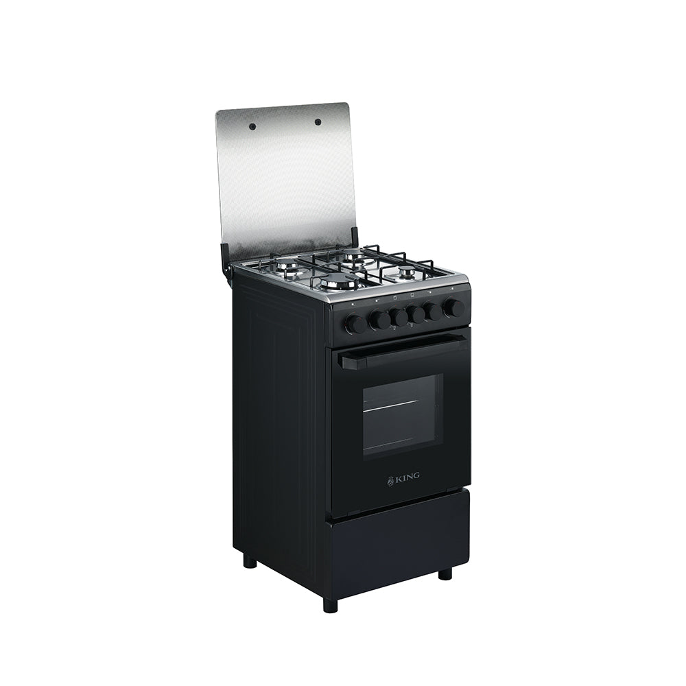 King Outdoor 50x50 Full Gas Stove with Grill – Matt Black & Stainless Steel KGI5050B