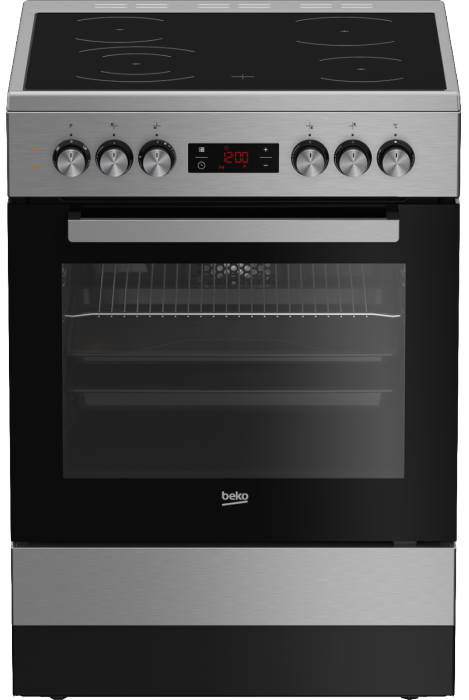 Beko 60cm Vitroceramic Inox (Stainless Steel) Free Standing Stove - FSE87310GX