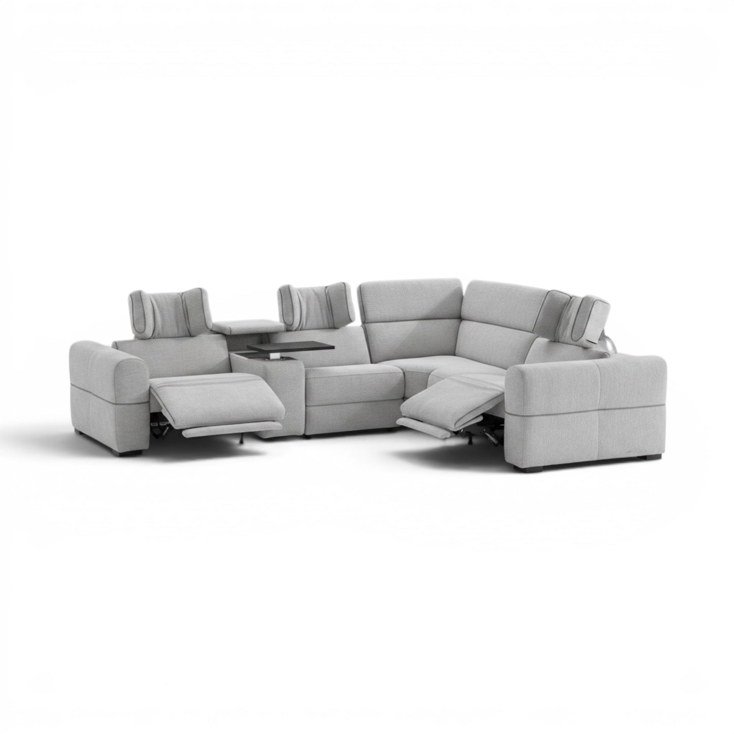 Barrie Dove 7Pc Corner Fabric Lounge Suite With Electric Recliners 80759