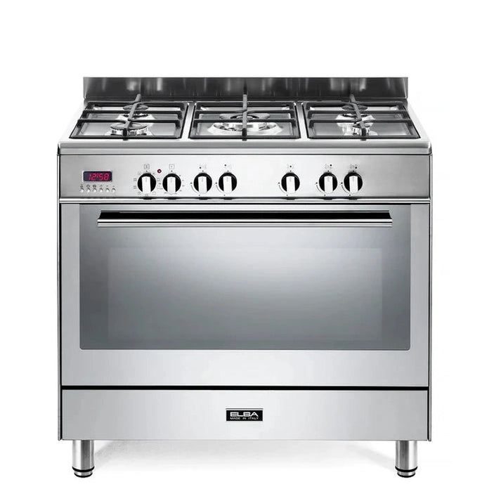 Elba Fusion 90cm 5 Burner Gas Cooker With Electric Oven - Silver