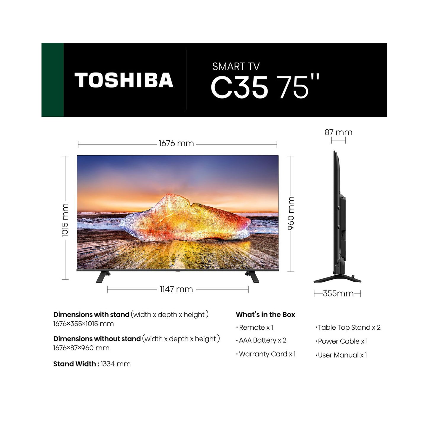 Toshiba 75" C350MN 4K UHD Smart LED TV with HDR & Dolby Vision