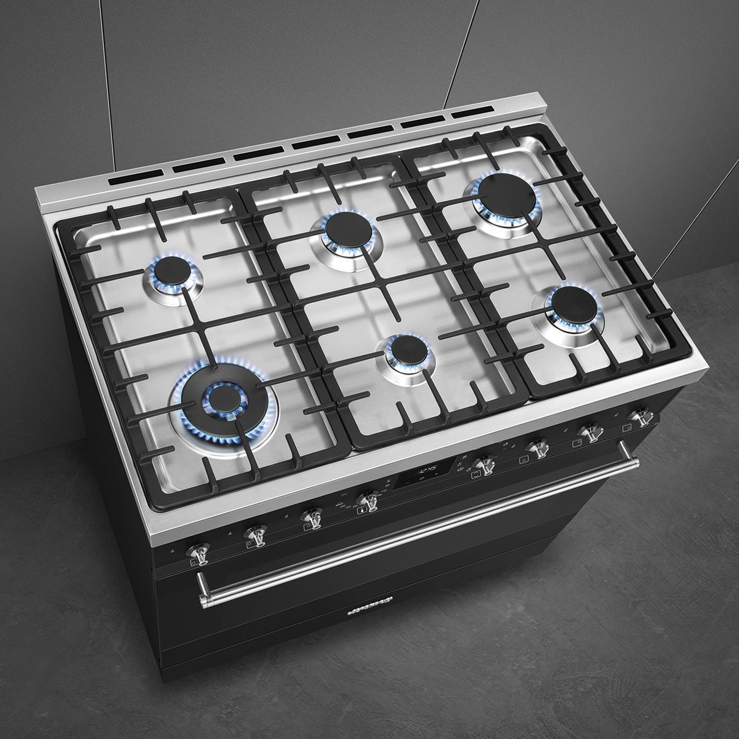 Smeg 90cm Matte Black Cooker with Gas Hob - C9MAMBSSA2