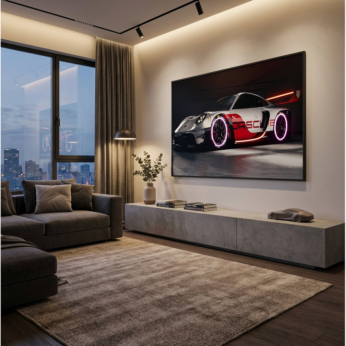 120 x 80cm Car Frame with Lights Red & Silver