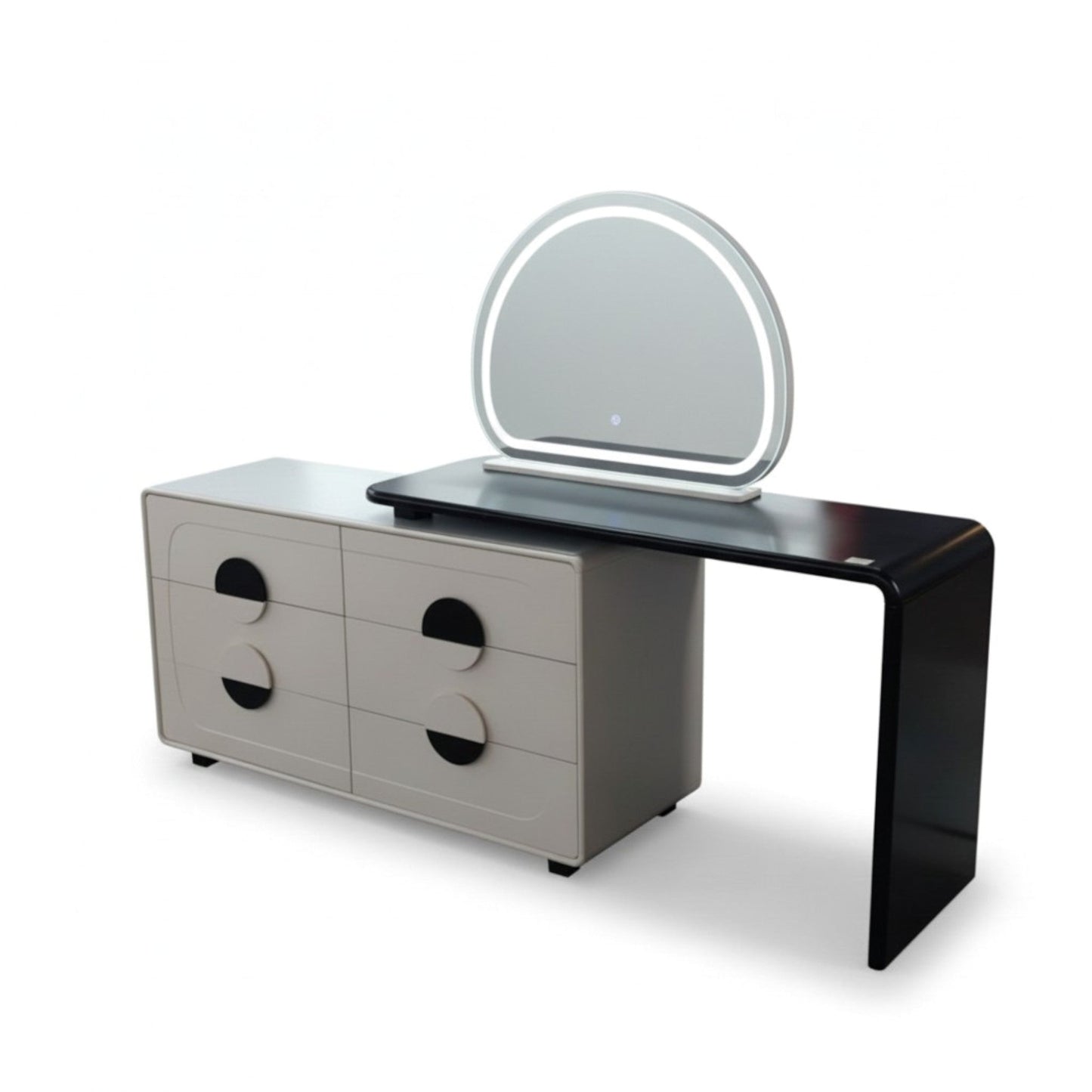 LED Dressing Table Black & Cream