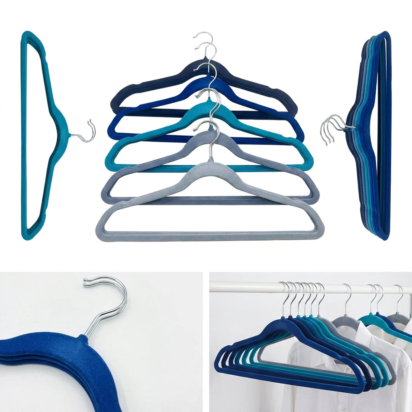 Multicoloured velvet hanger set of 25