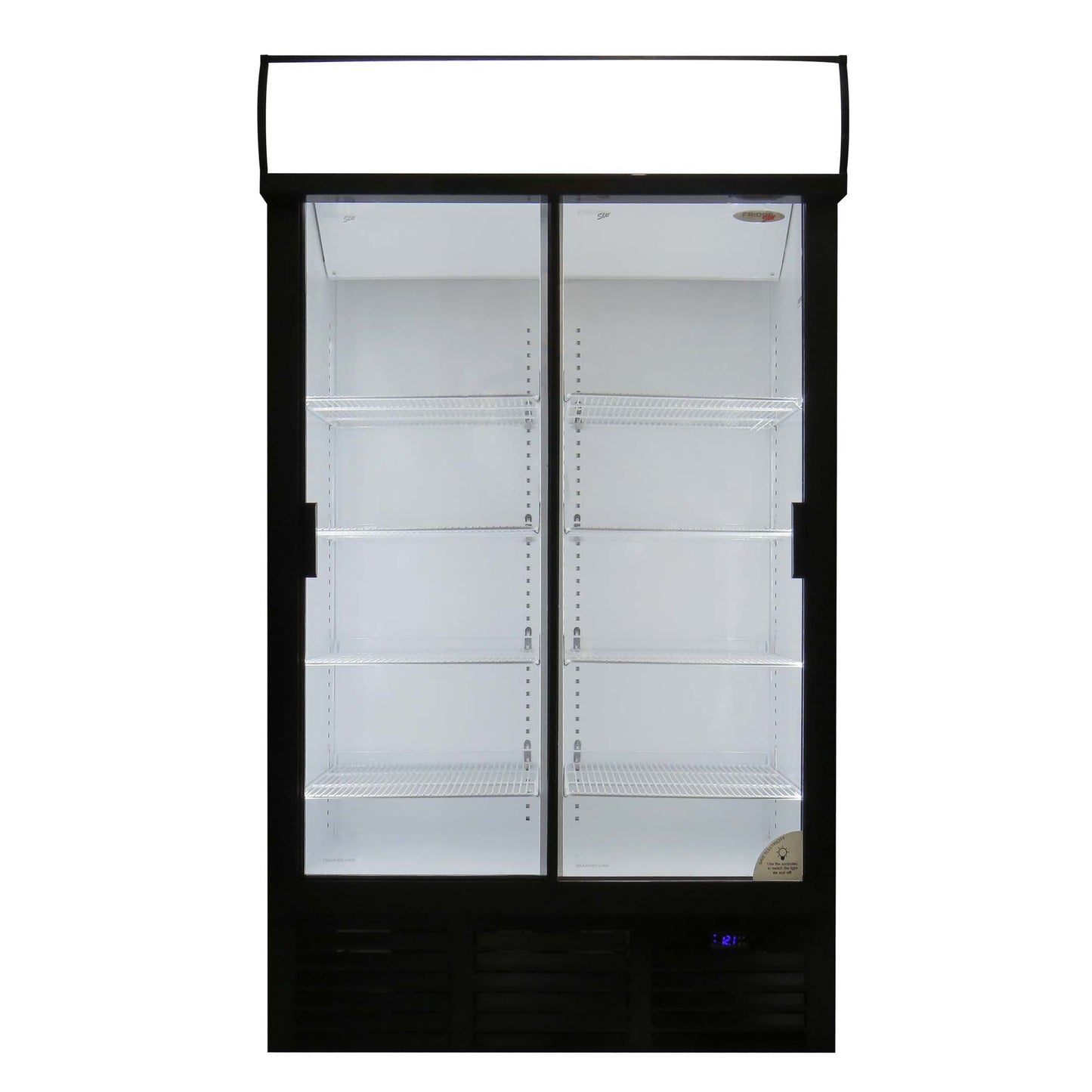 Fridge Star Sliding Double Door Beverage Cooler - Black & White