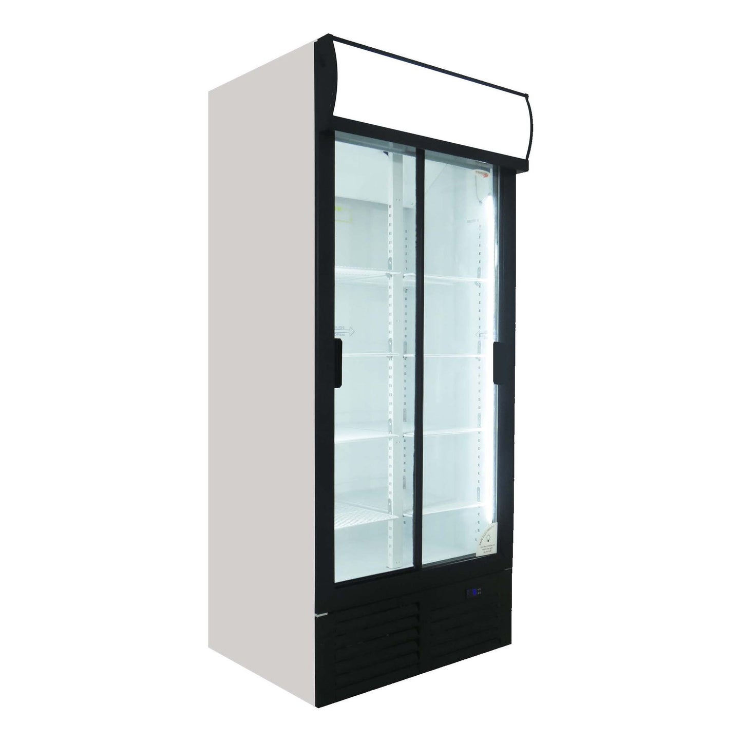 Fridge Star 674Lt Sliding Double Door Beverage Cooler - Black & White