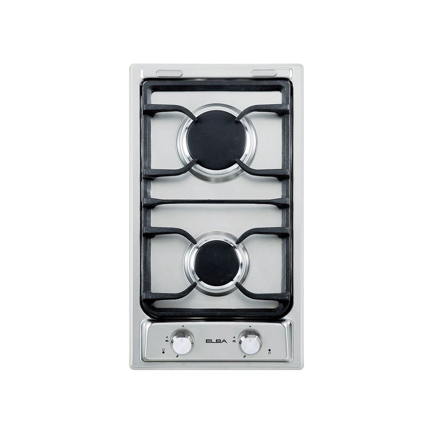 Elba 30cm 2 Burner Cast Iron Gas Hob - Silver