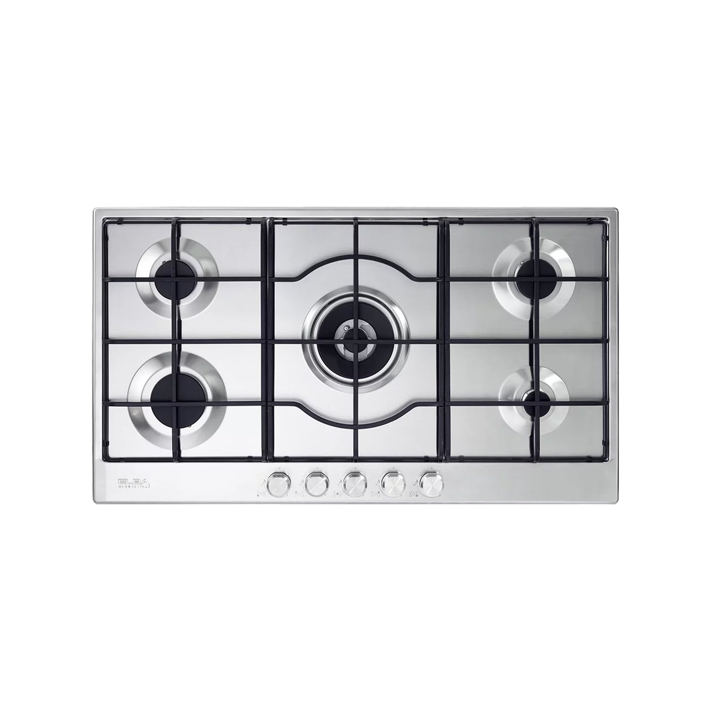 Elba 90cm Gas Hob With Centre Wok Burner - Silver