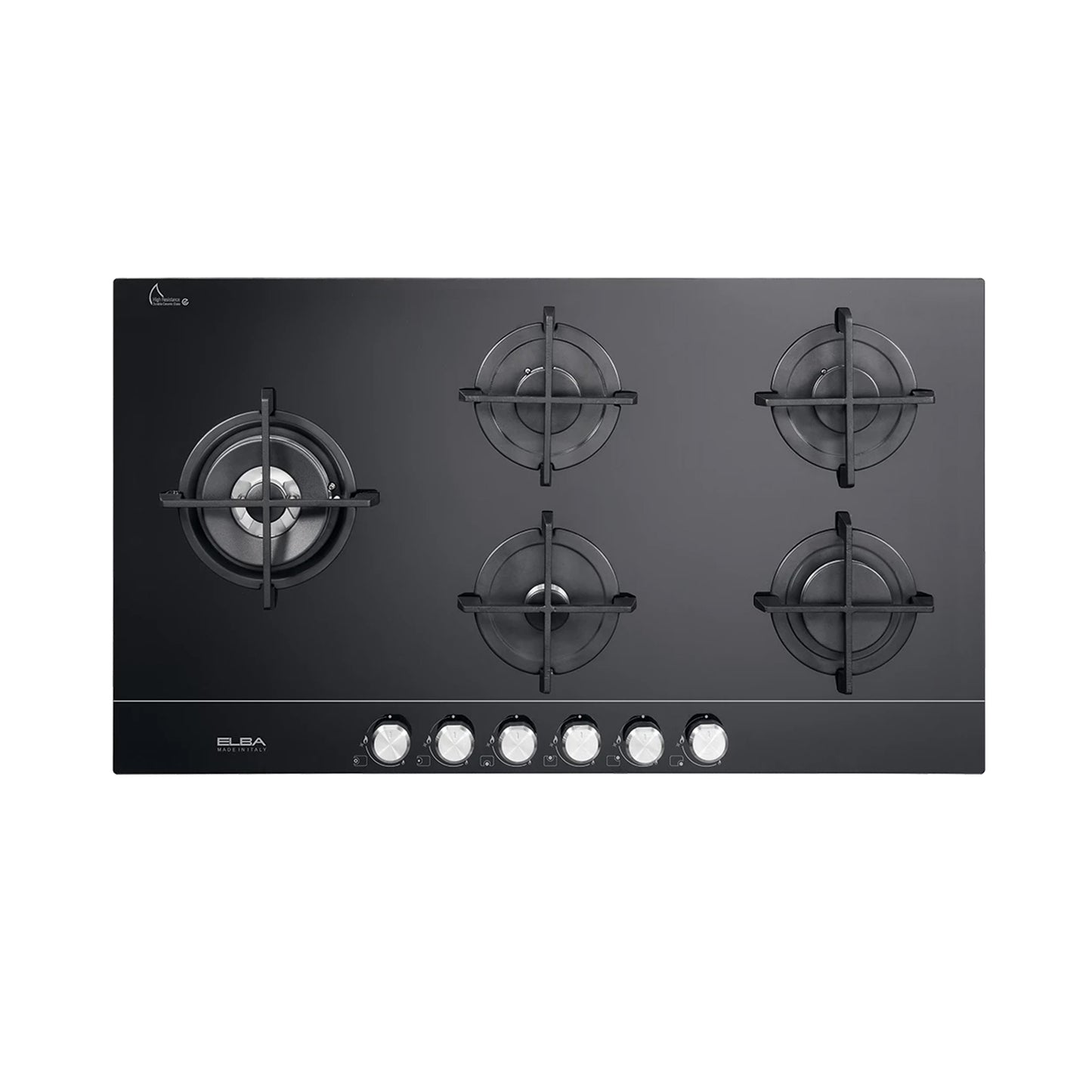 Elba 90cm Gas On Glass - Black
