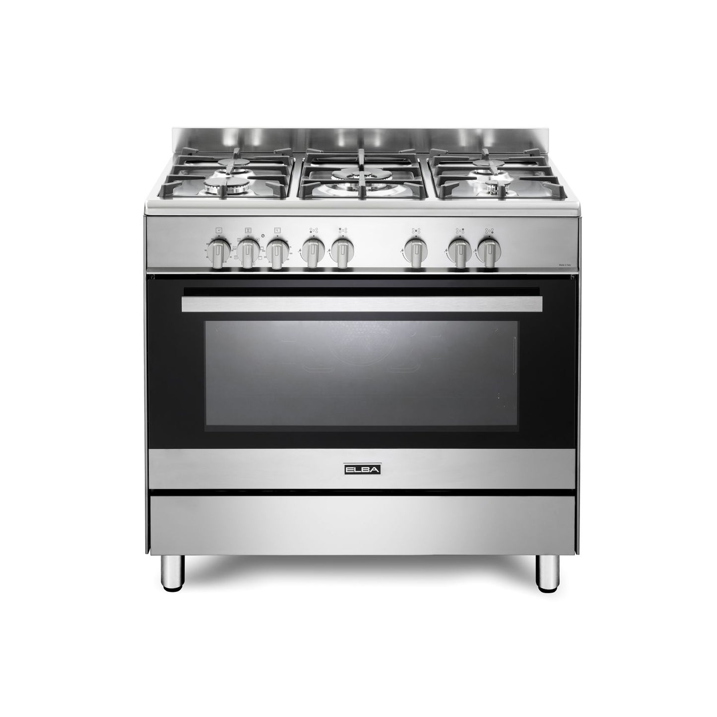 Elba Classic 90cm 5 Burner Gas Cooker With Electric Oven - Silver