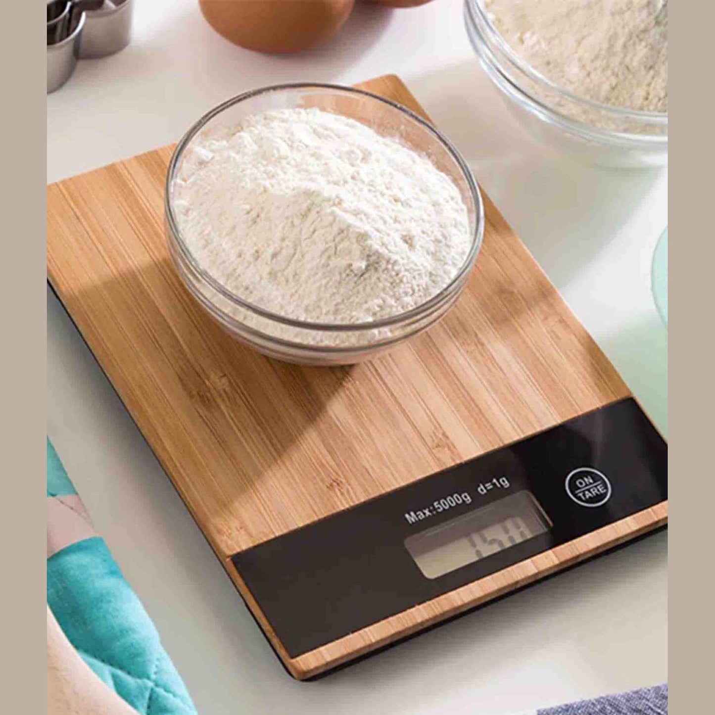 Excellent Houseware Bamboo Kitchen Scale - Brown