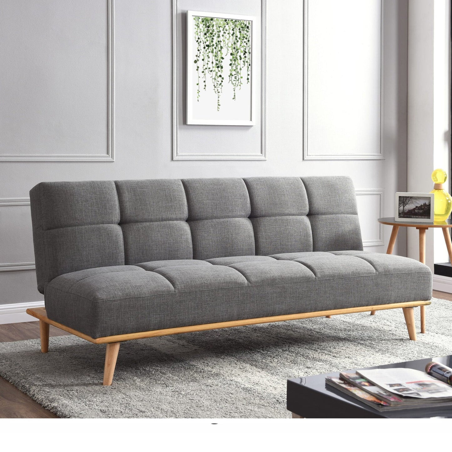 F310 3 Seater Sofa Bed With Button Back – Grey