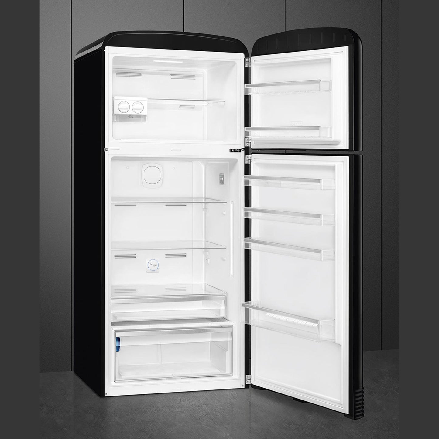 Smeg Retro Extra Volume Combination Fridge - Glossy Black