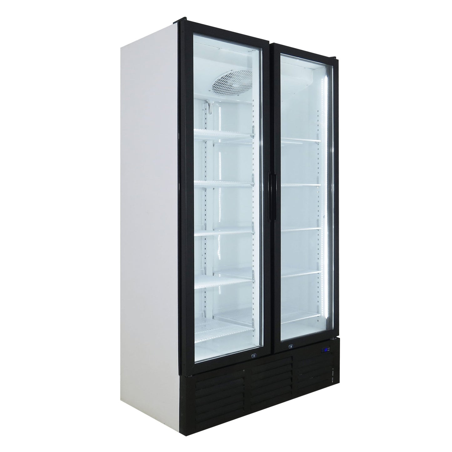 Fridge Star Hinged Full Double Door Beverage Cooler - Black & White