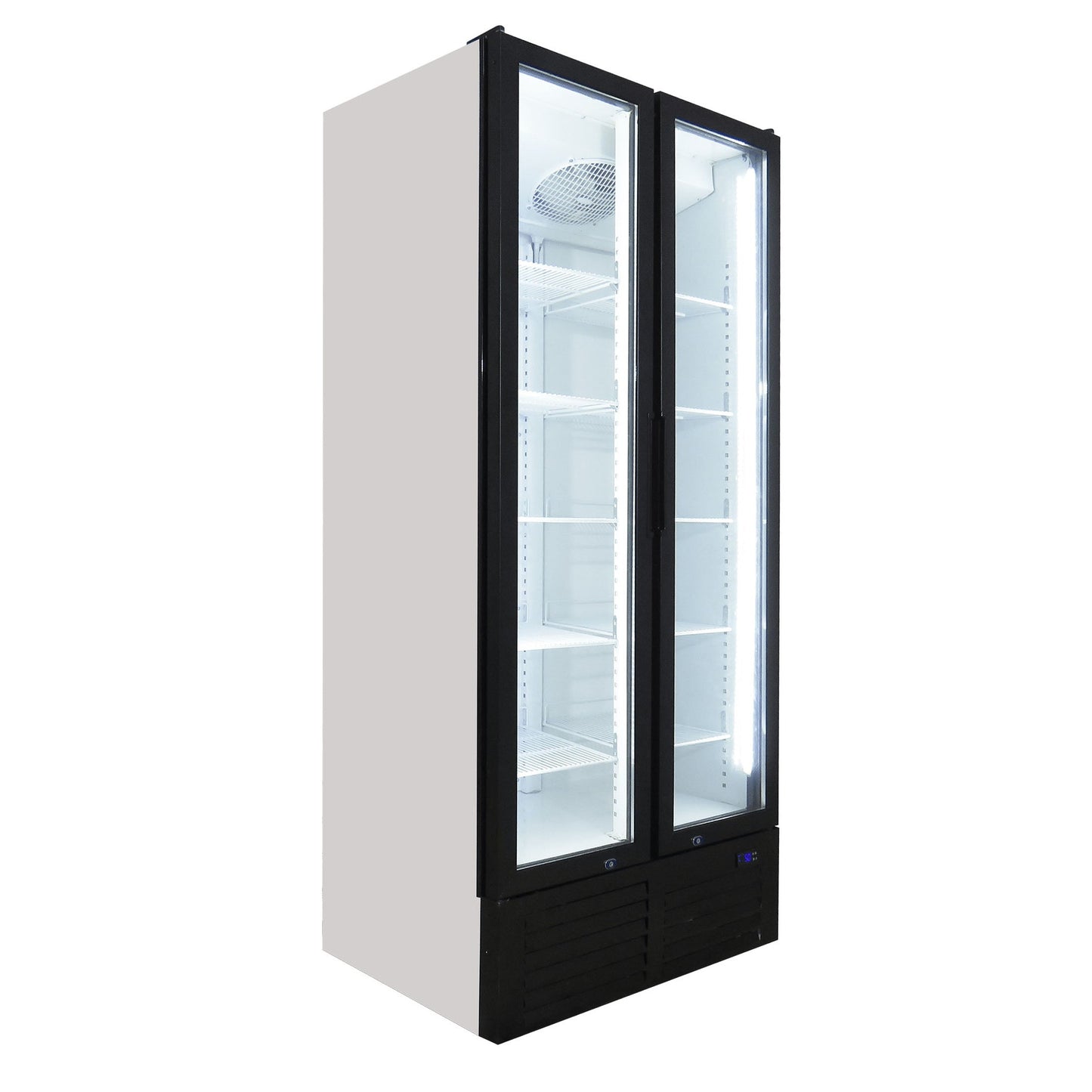 Fridge Star Full Hinged Double Door Beverage Cooler - Black & White