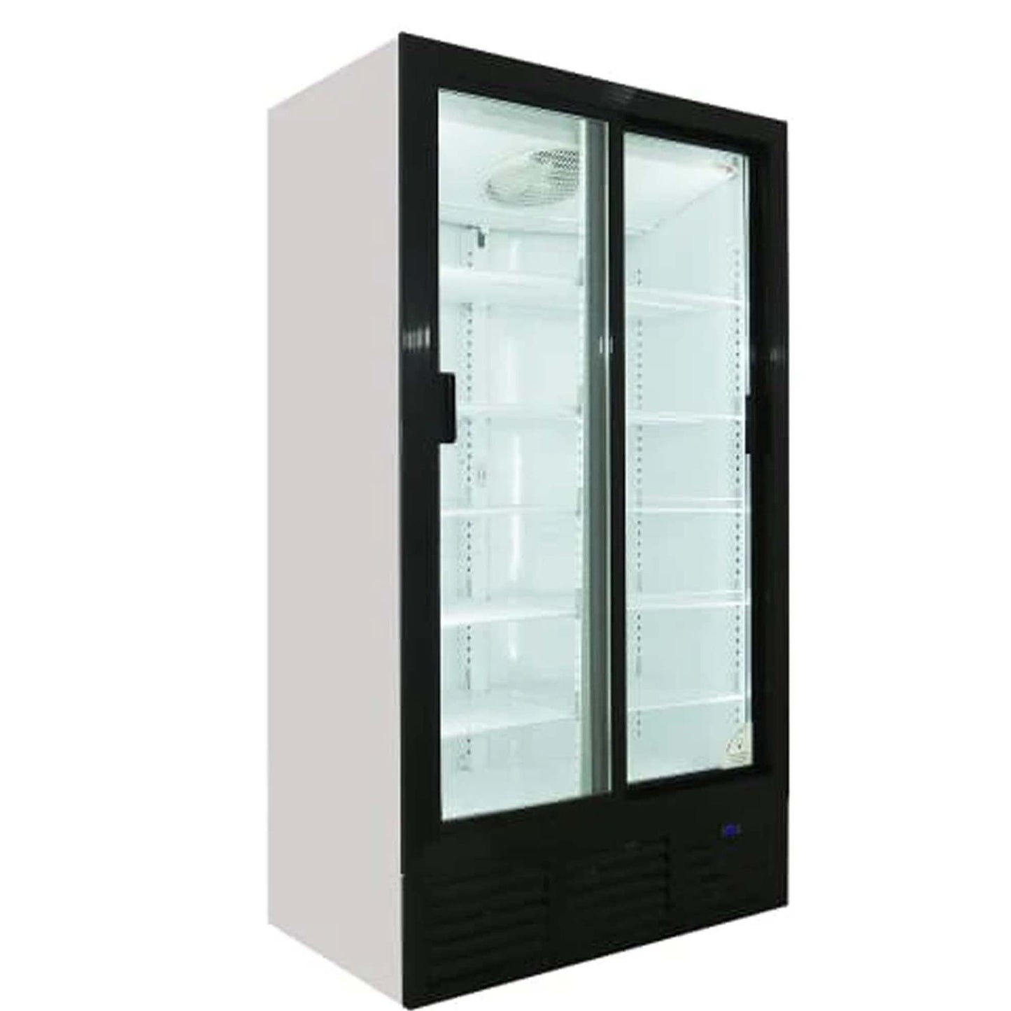 Fridge Star Sliding Double Full Door Beverage Cooler - Black & White