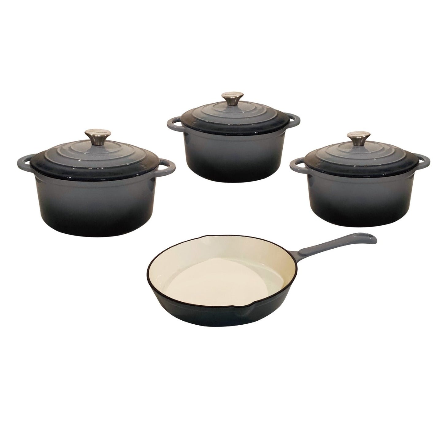CTH 7 Piece Cast Iron Pot Set Grey