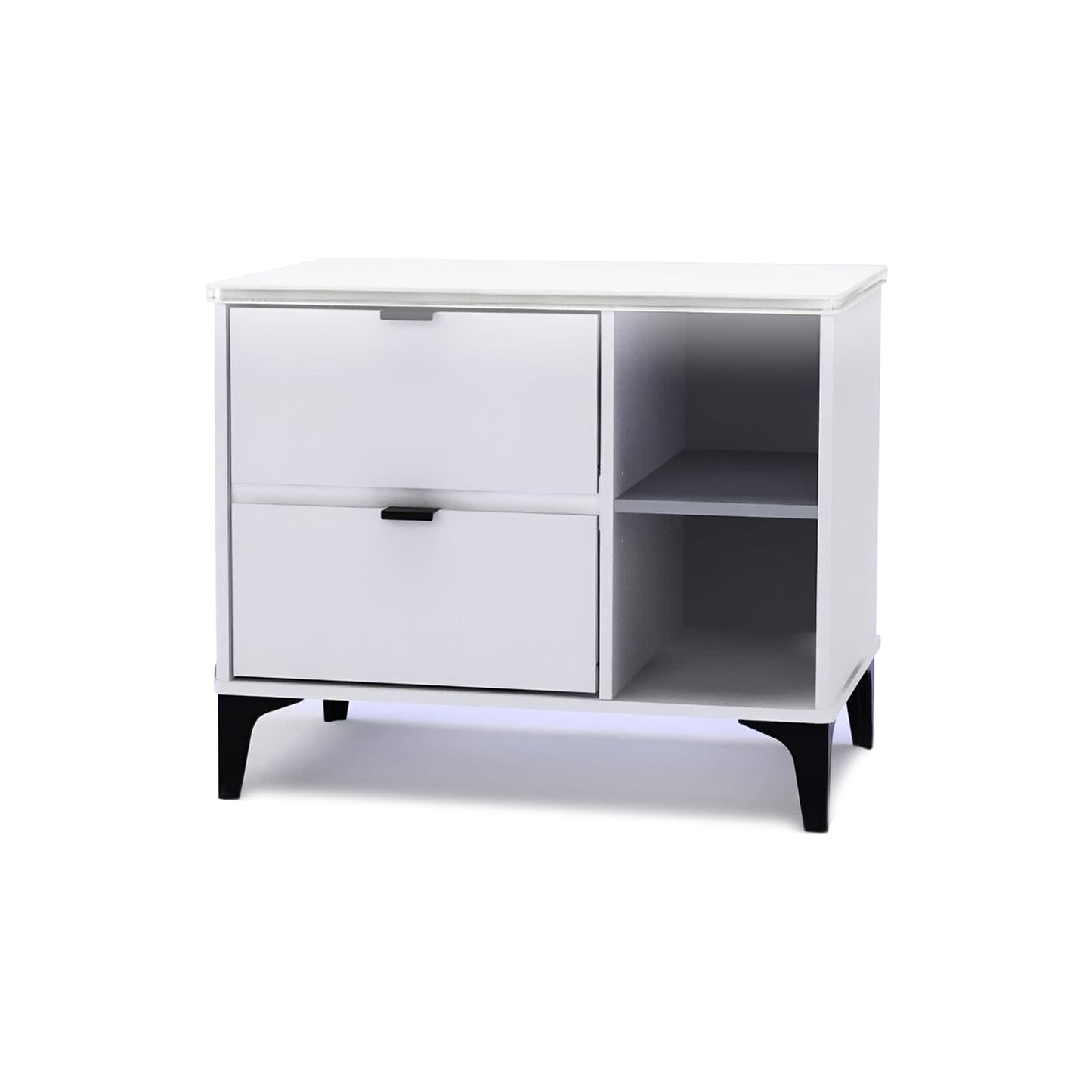 MW262 Modern White Nightstand with LED Accent Light
