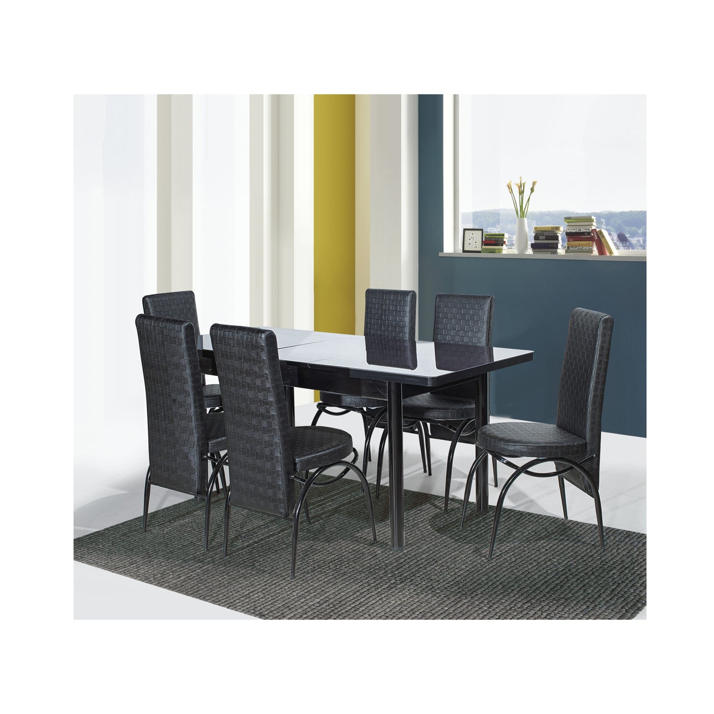 MW616 Dining Set Glass 1+6 – Grey