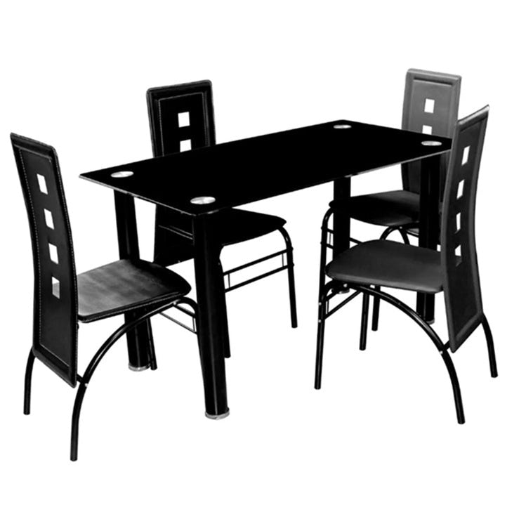 Dining Set Glass 5 Piece – Black MWB04