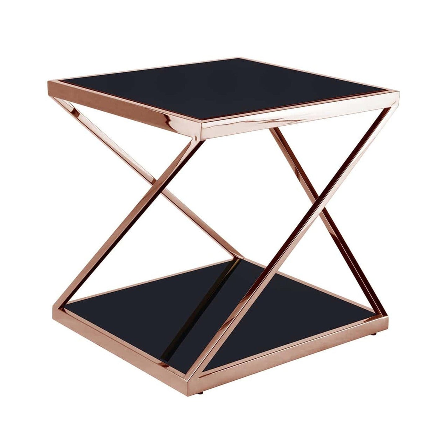 MWCTRG02 Rose Gold Square Glass Side Table