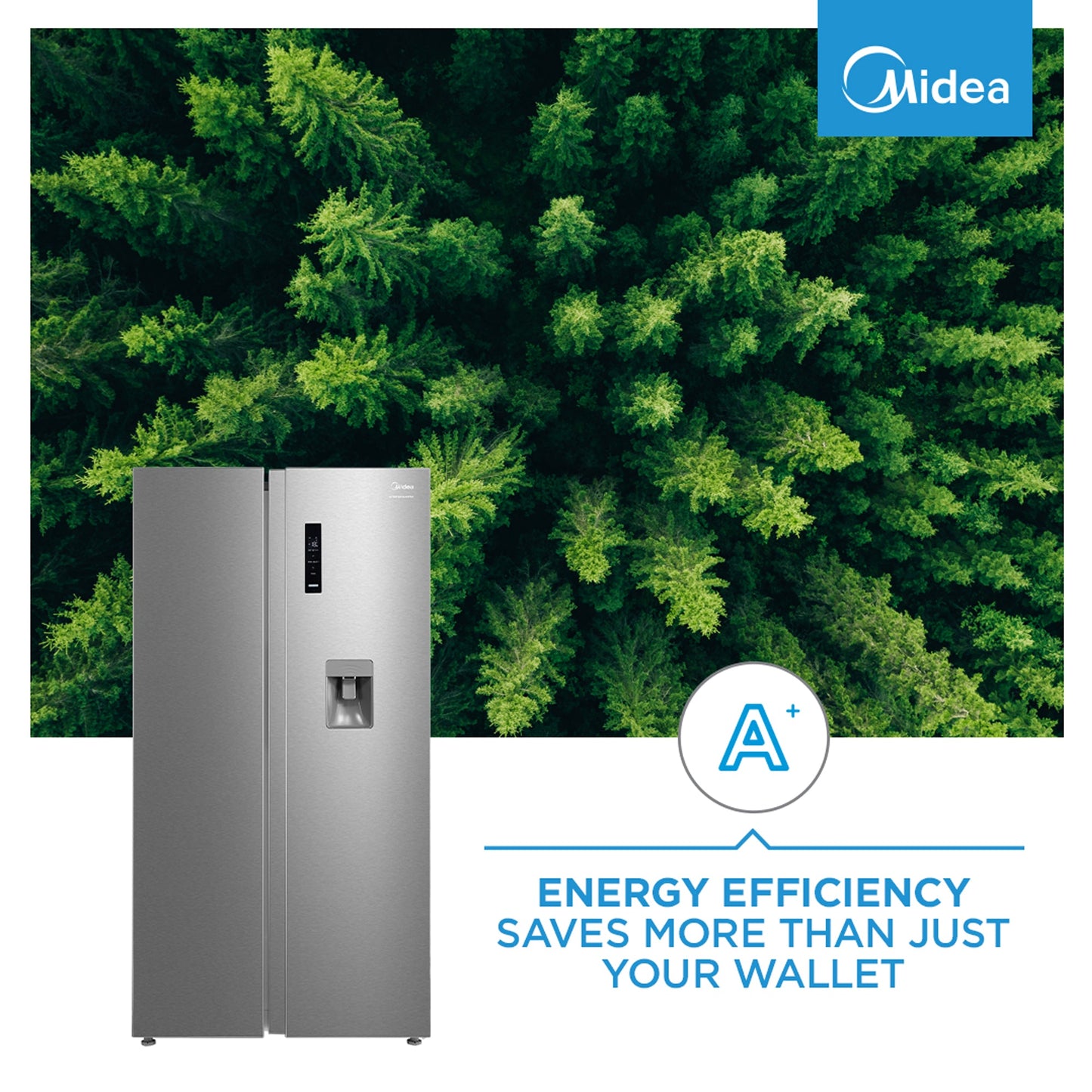 Midea 513L Side by Side Refrigerator Stainless Steel