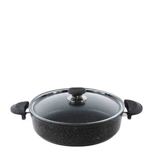 OMS 22cm Shallow Granite Pot - Black