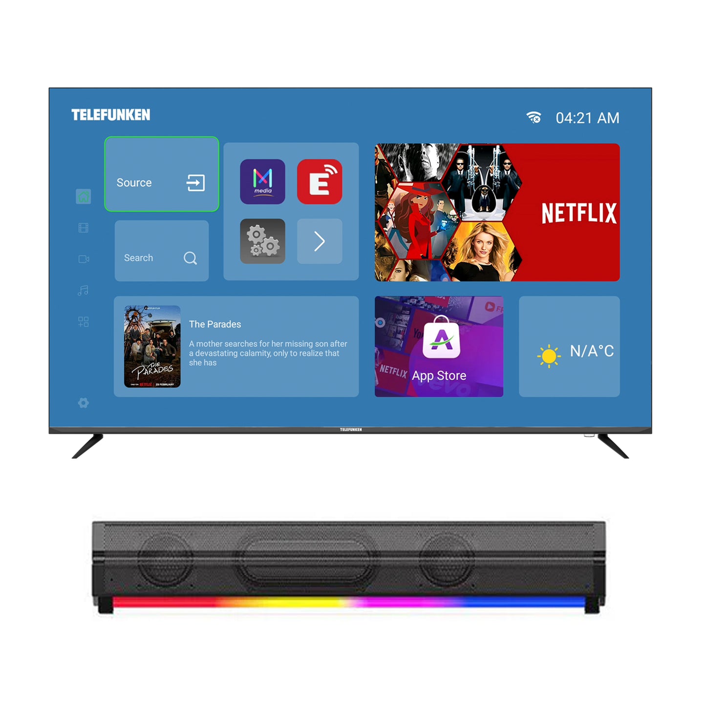 Telefunken 43" Smart TV + TSB2211 Sound Bar