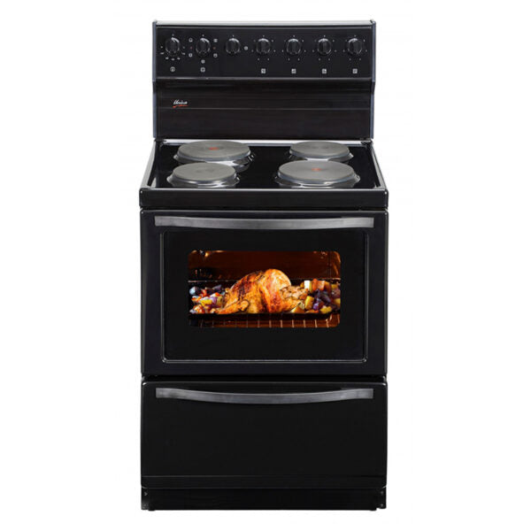 UNIVA U126B 4 PLATE STOVE SOLID BLACK WITH WARMER