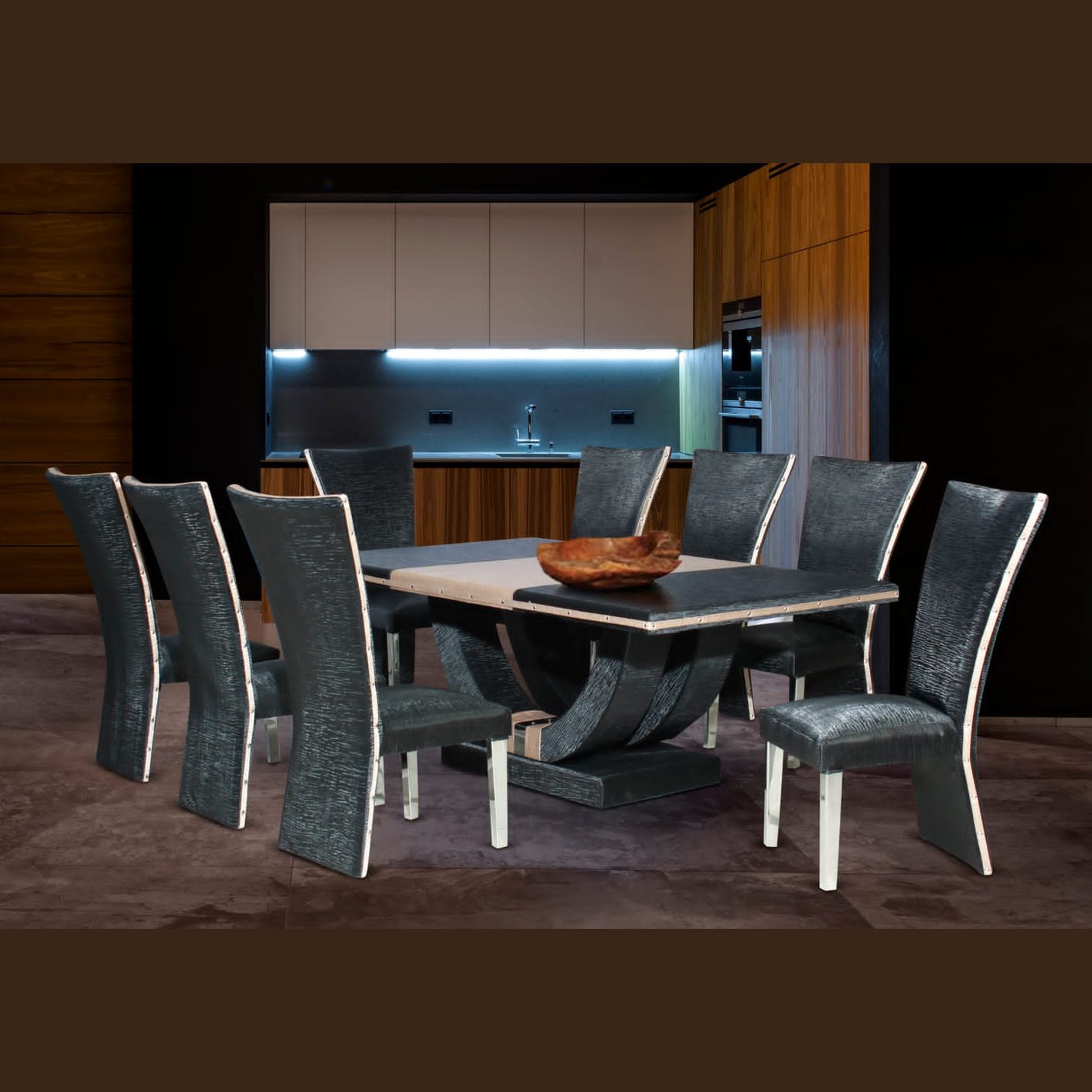 LEGENDS BOSTON CLASSIC DRS 9PCE BLK DINING ROOM SUITE