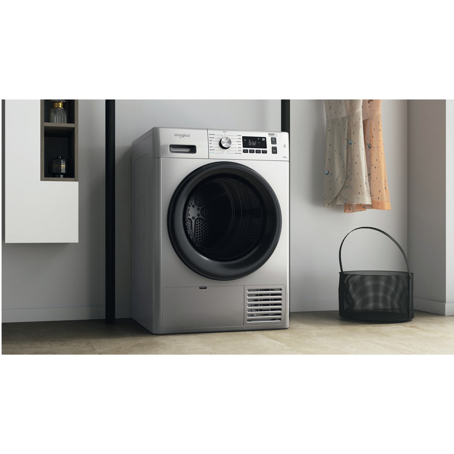 Whirlpool 8.0kg Silver Freestanding Condenser Tumble Dryer - FFTCM118BSK
