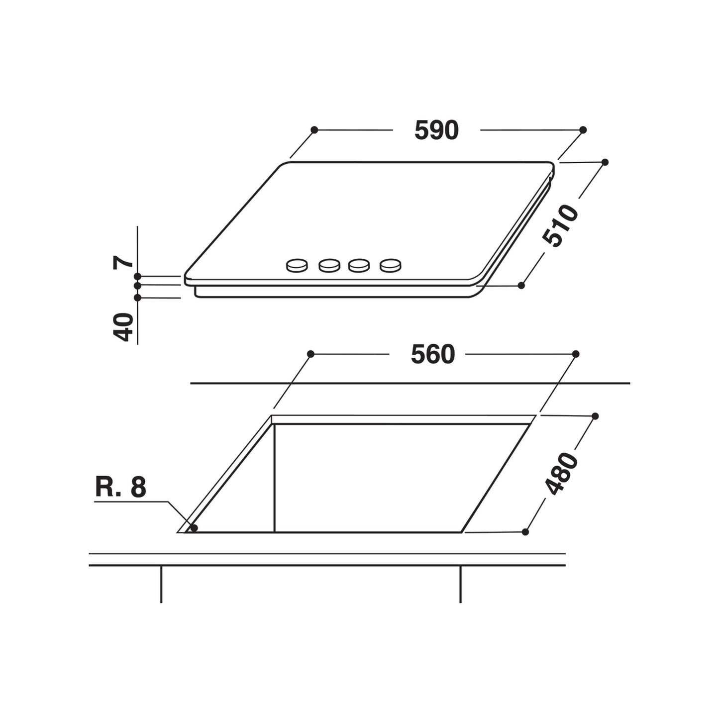 Whirlpool gas hob: 4 gas burners - GMA 6422/IX