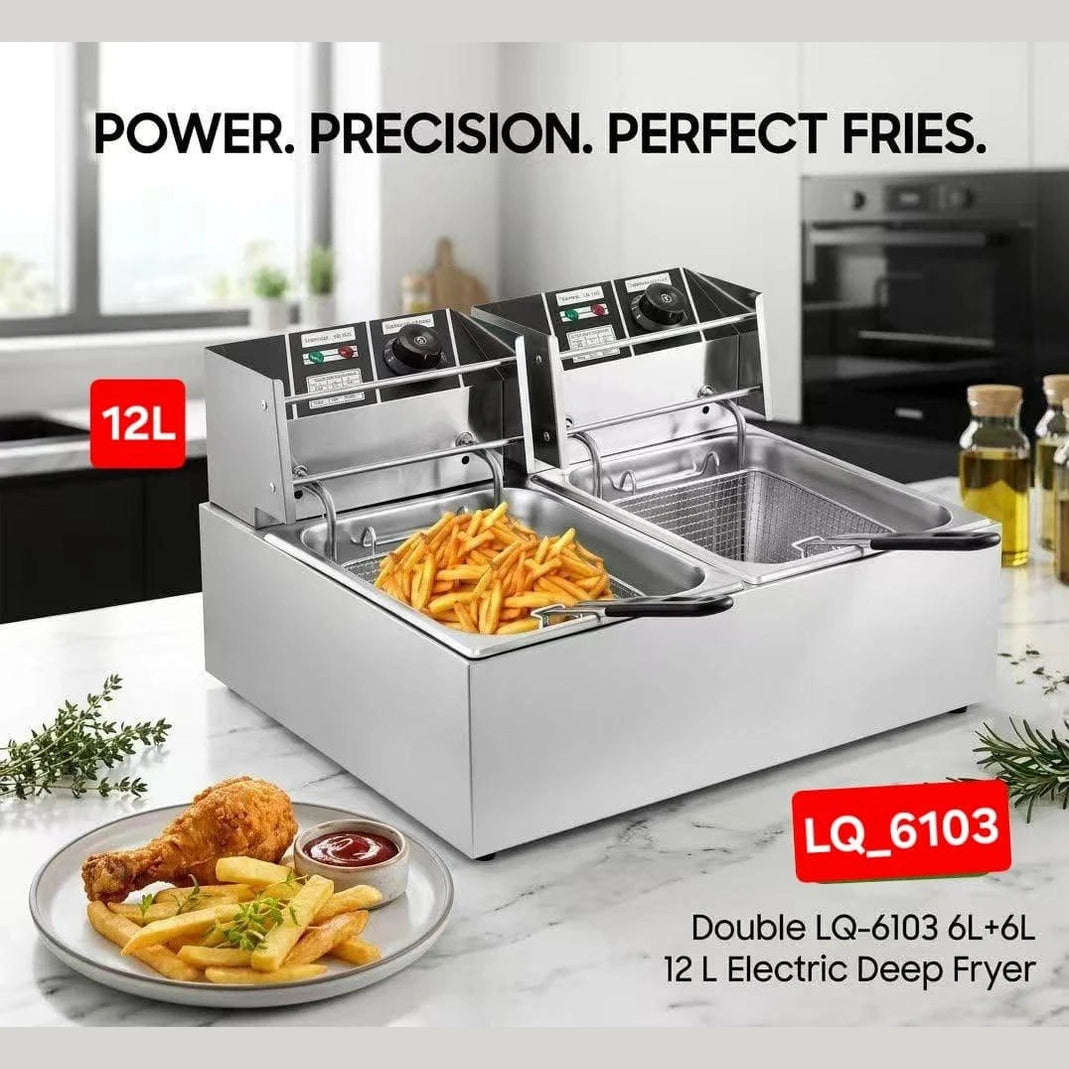 Condere LQ-6103 double tank 6L+6L 12L electric deep fryer