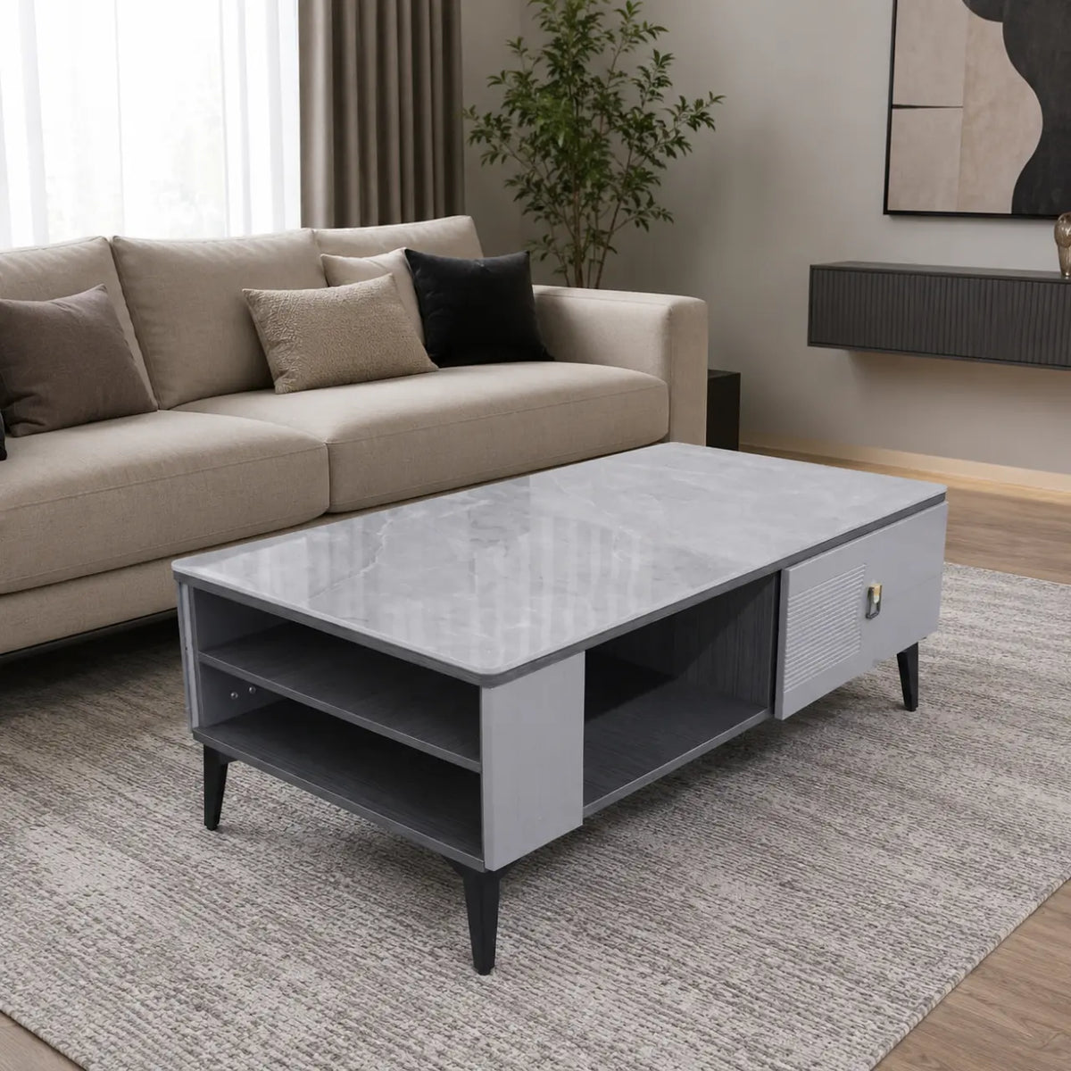 CT137M Marble Coffee Table Grey in a lounge