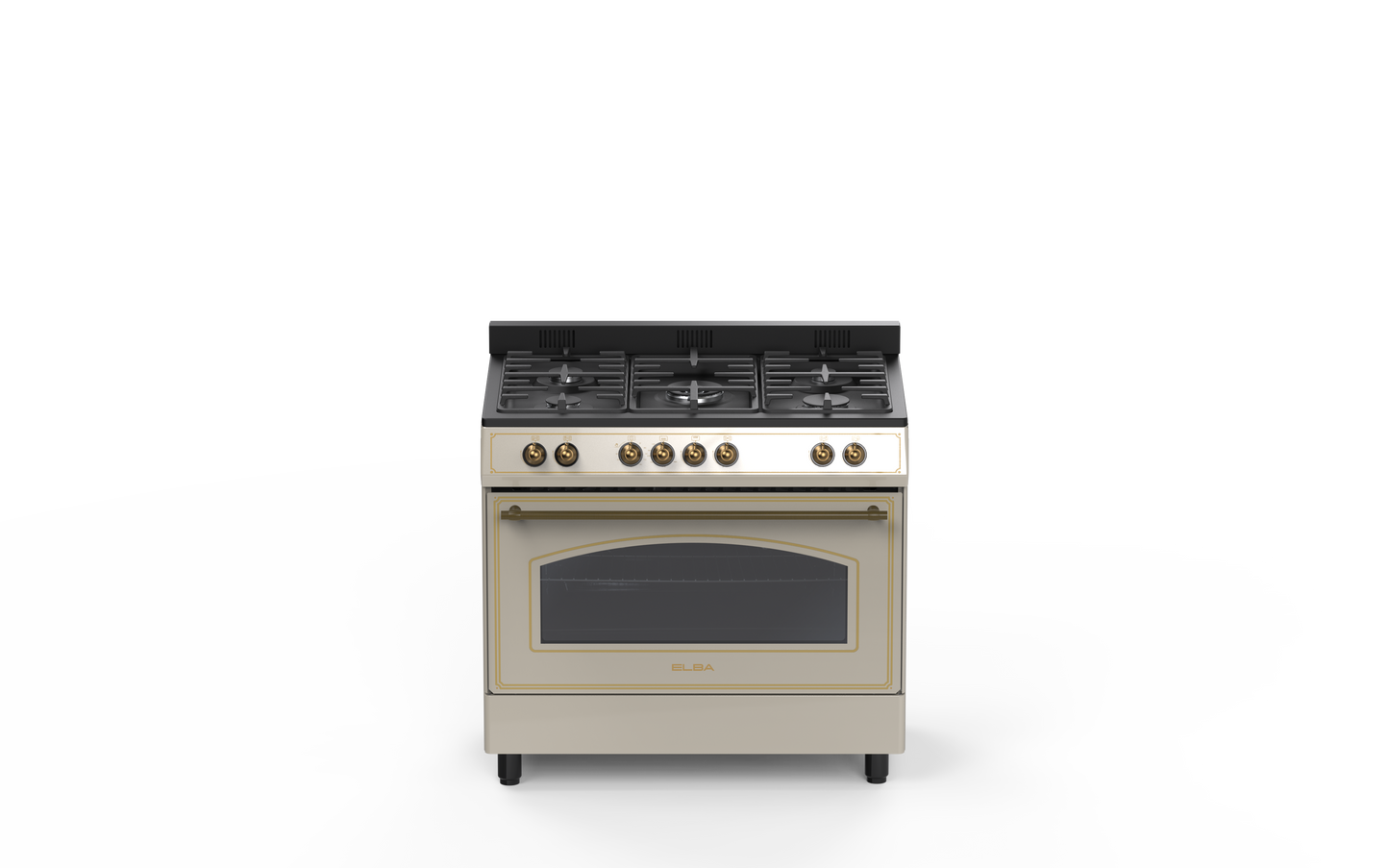 ELBA 90CM 5 GASBURNER STOVE WITH ELECTRIC MULTIFUNCTION OVEN - CREAM 04/9S4EX937KC