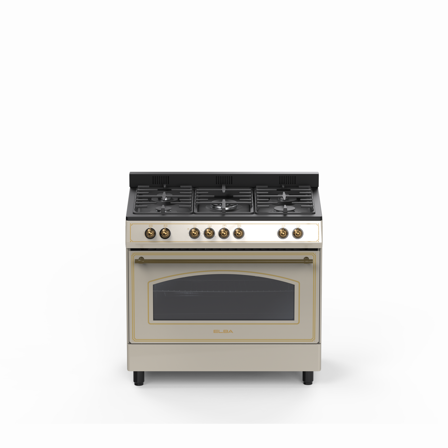 ELBA 90CM 5 GASBURNER STOVE WITH ELECTRIC MULTIFUNCTION OVEN - CREAM - 04/9S4EX937KC