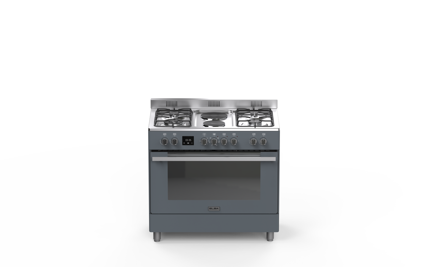 ELBA 90CM 4 GAS BURNER WITH 2 ELECTRIC SOLID PLATES & ELECTRIC OVEN – SLATE GREY - 04/9S4EX737SG