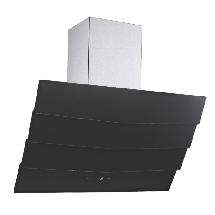 Falco 90cm Black Glass Wall Mount Extractor - FAL-90-S03D3
