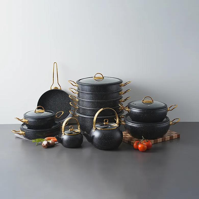 Leydi 23 Piece Cookware Set Black