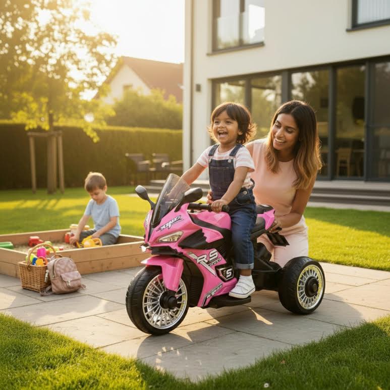 Kids Ride On Motorbike Black & Pink