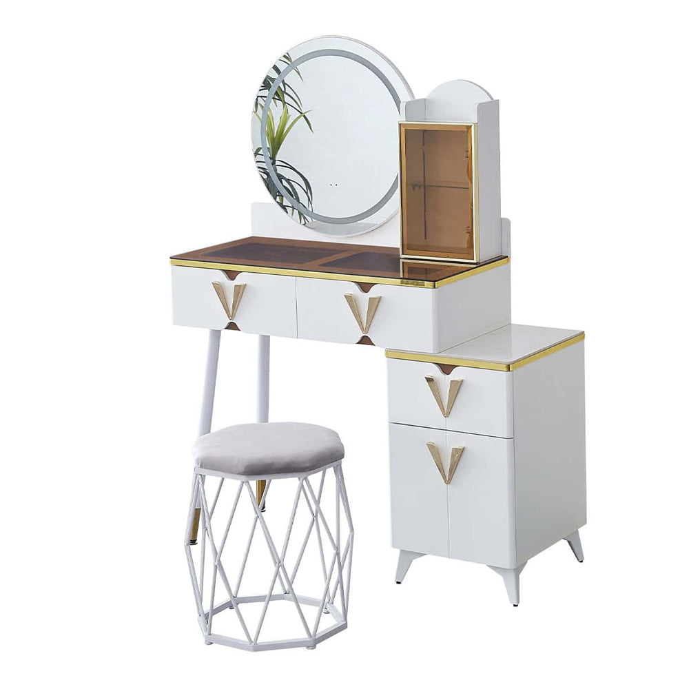 Elegant Dressing Table with LED Mirror and Stool MWDRT3 Bawas Furnishers Elegant Dressing Table with LED Mirror and Stool MWDRT3 Bawas Furnishers