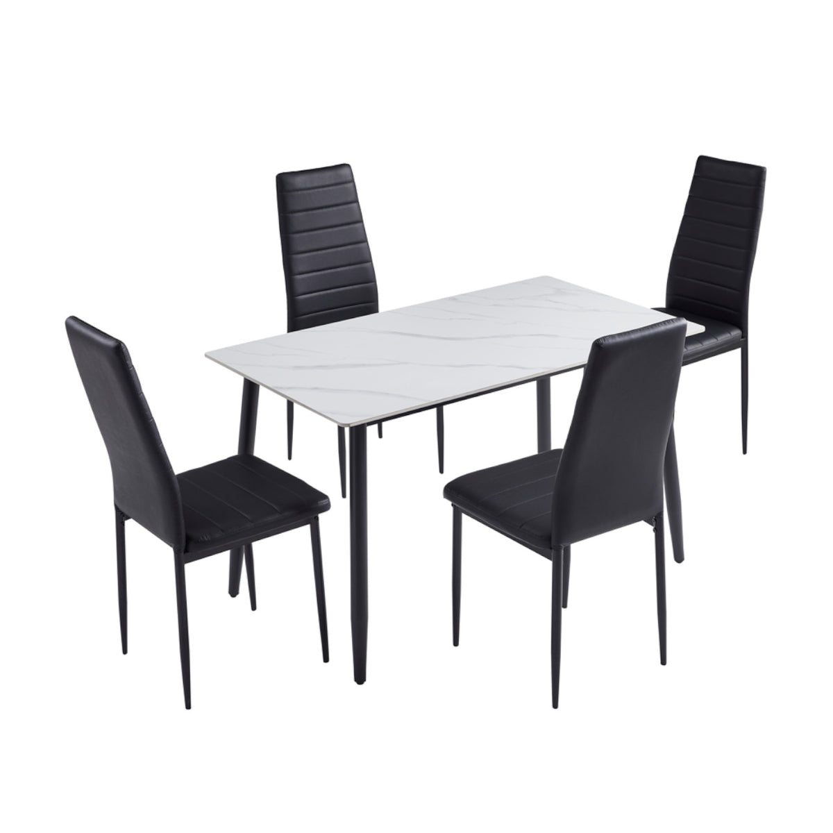 MWDT27 5 Piece Marble-Look Table & Chairs