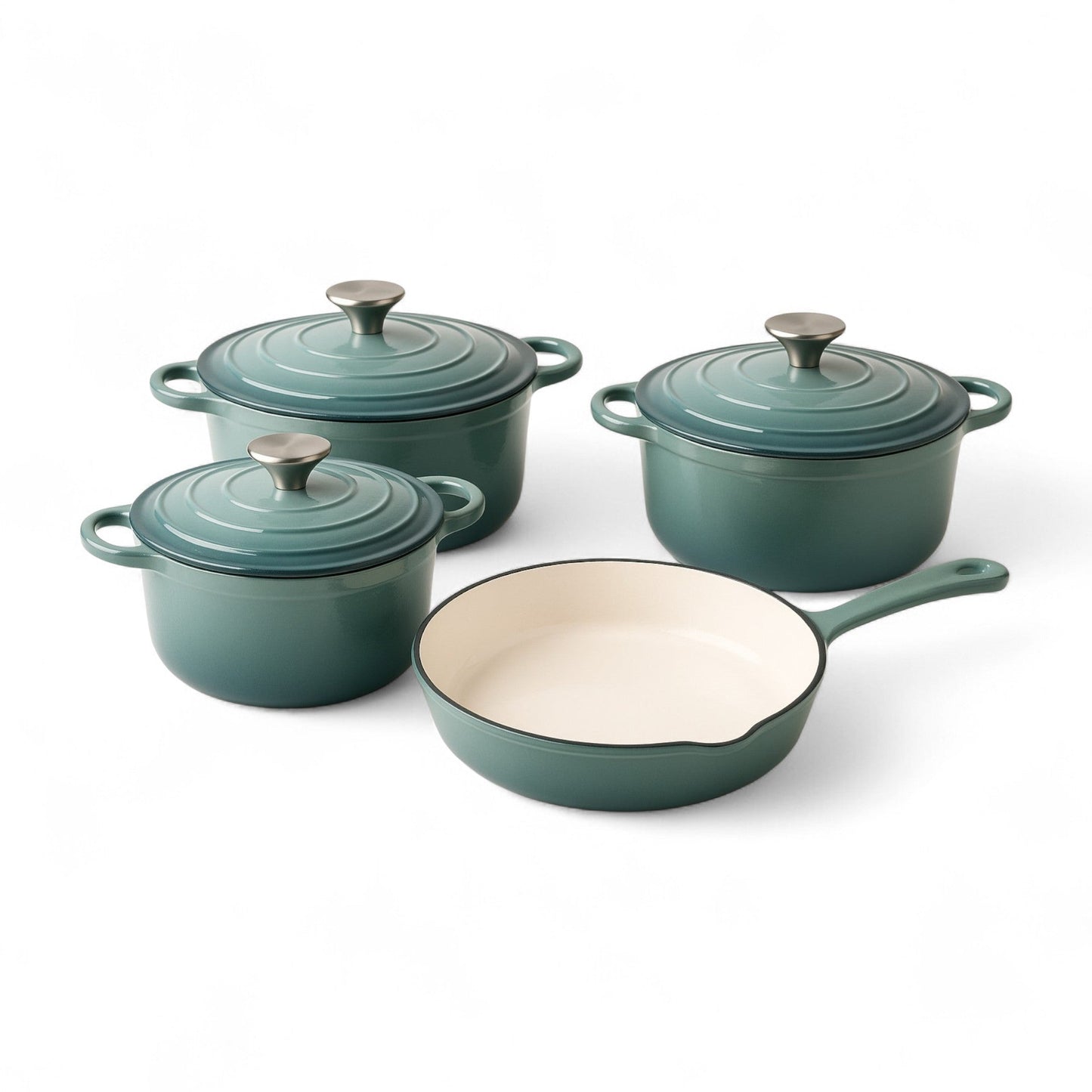 CH 7 Piece Cast Iron Pot Set Sea Salt