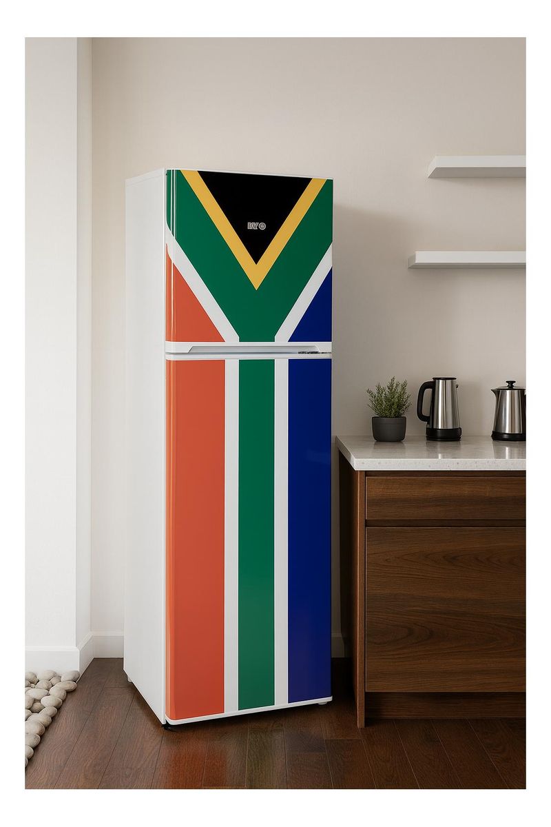 KIC 170L Top Freezer Fridge White 518/1 South African Flag Edition