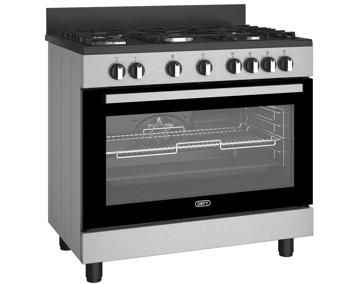 Defy 90cm Gas Electric Range Cooker Thermofan+ Black/Inox DGS90GEBI